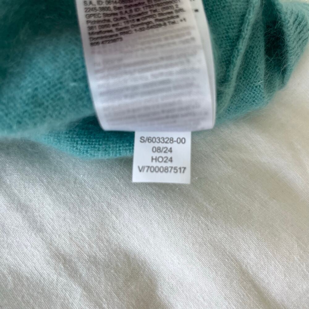 Banana Republic 100% Brushed Cashmere Mock-Neck Sweater in Aquamarine Blue Small - Picture 9 of 10
